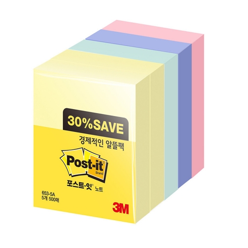 3M 포스트잇 일반 656 5A알뜰팩 51 76 500매