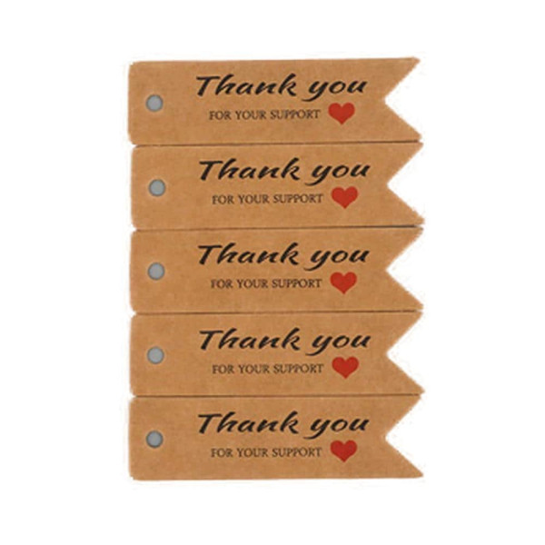 10P Thank you 하트 종이라벨 택 브라운