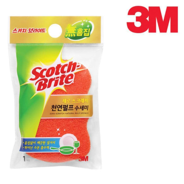 3M 제로 스크래치 천연펄프 수세미 1개입 수세미