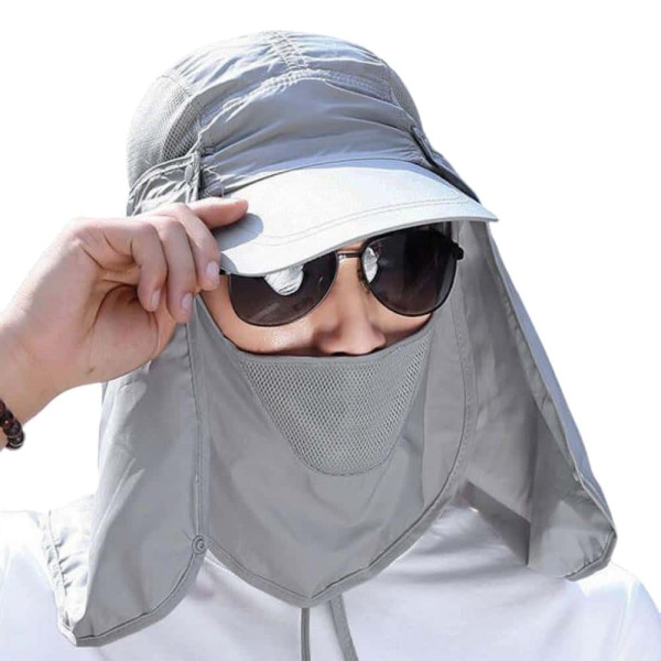 안면 마스크 겸용 썬캡 그레이