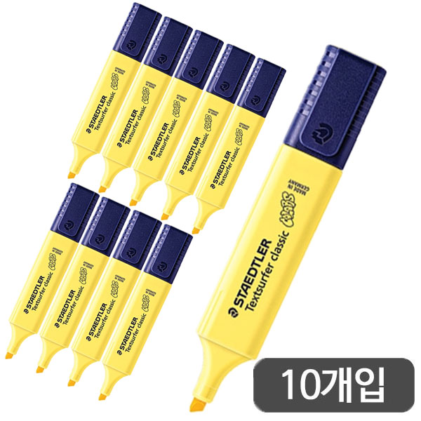 스테들러)파스텔형광펜(364C-100/파스텔옐로우)-다스(10개입)