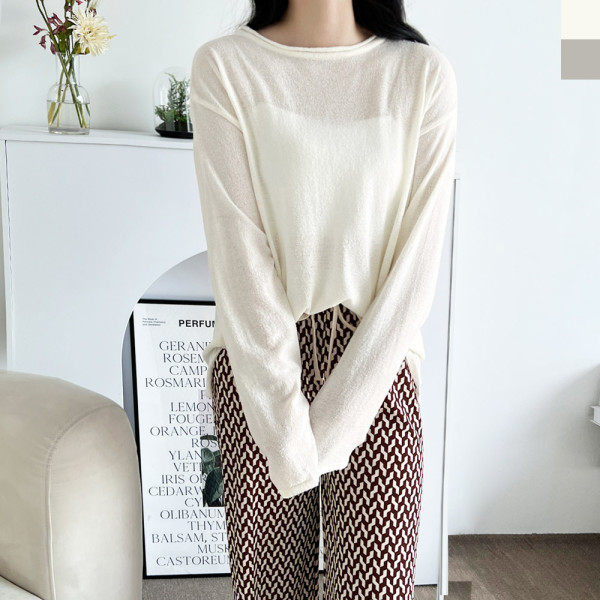 2L-CBB 1029 여자썸머루즈핏시스루긴팔니트