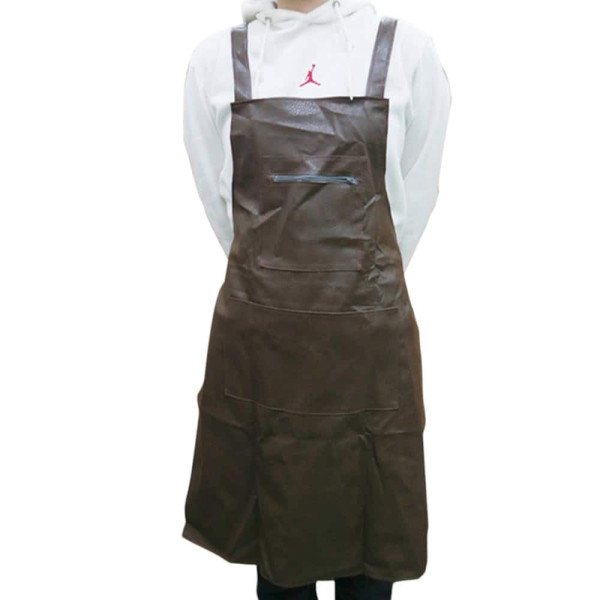 포켓 가죽앞치마 갈색