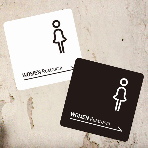 WOMEN Restroom 우측 부착형 소형안내판 13x13cm 디자인문패