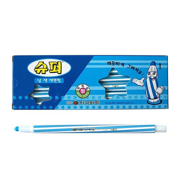 지구 색연필 낱색 채점펜 색칠펜 (하늘 12자루)