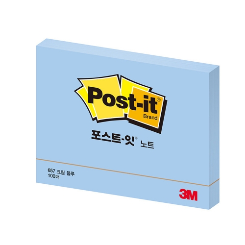 3M 포스트잇 일반 657 크림블루 102 76 100매