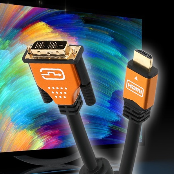 DVI-D 싱글 to HDMI 변환 케이블 골드 1m