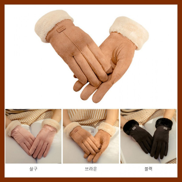 벨벳스타일 여자 여성 겨울 따뜻한 패션장갑 손목 포인트 퍼 장갑