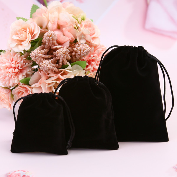 벨벳 파우치 주머니 블랙 12X16cm
