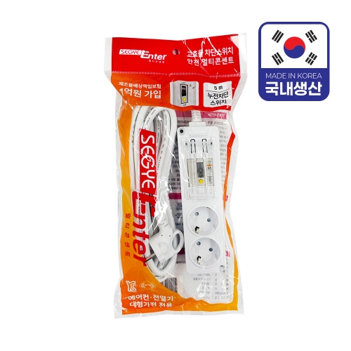 세계 멀티탭 고용량 누전차단 2구 5 0m 국내생산 박스 25개