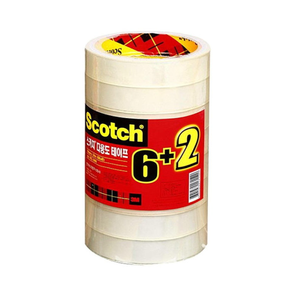 3M 스카치 투명테이프 502 리필 18mm x 20m 6+2롤 일반테이프