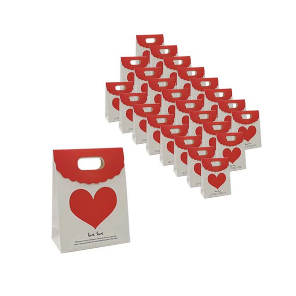 손잡이 종이쇼핑백 레드하트 소 25개 12x6x16cm