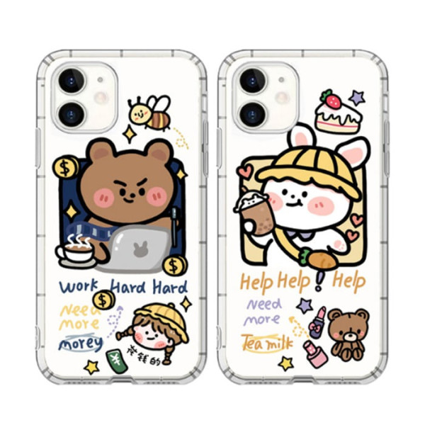 Mate 곰돌이&토끼 캐릭터 투명 젤리 케이스