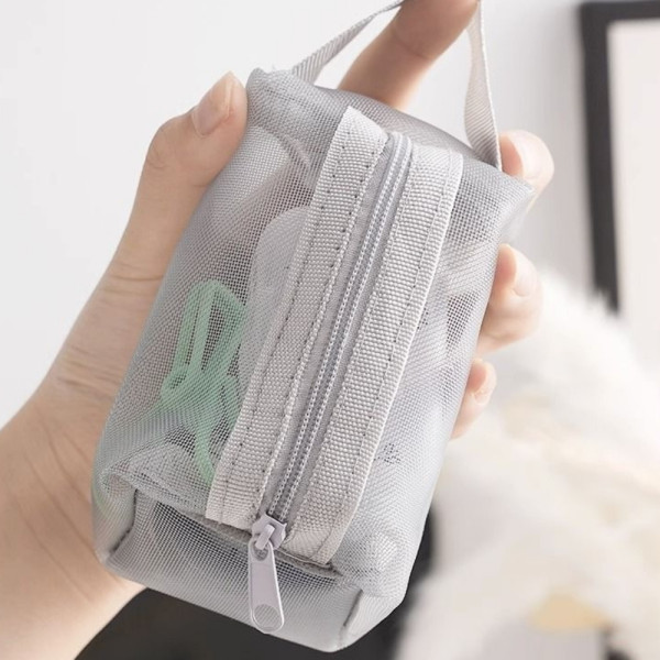 메쉬 수납 파우치 미니 여행용 투명 파우치백 가방 그레이