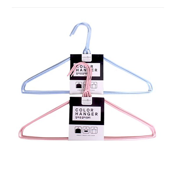 칼라 철사 옷걸이 5개입 색상랜덤