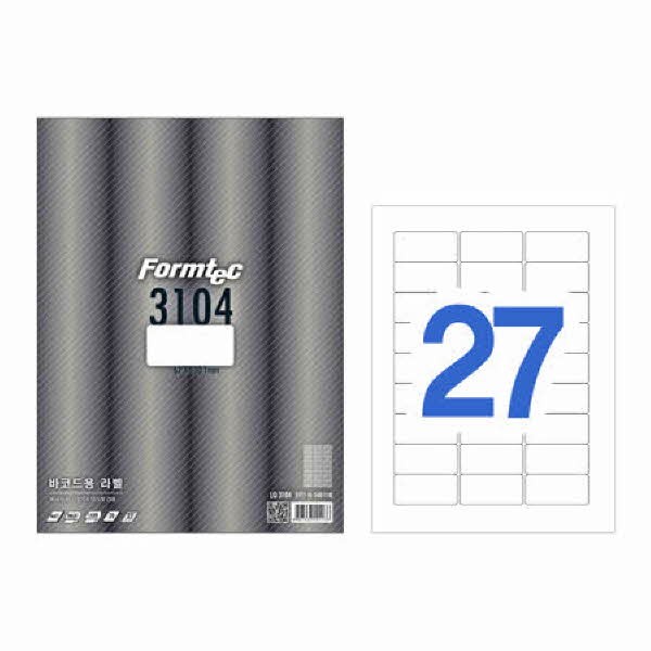 라벨지 바코드용 27칸 20매 LQ-3104 폼텍