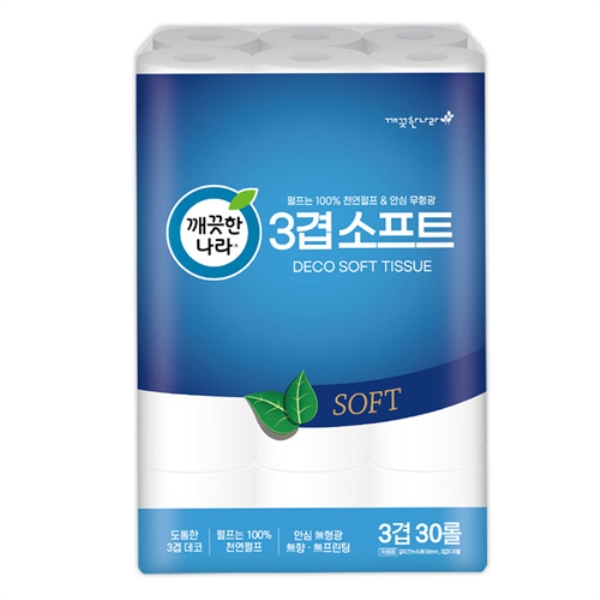깨끗한나라)3겹데코소프트화장지(27M/30롤)