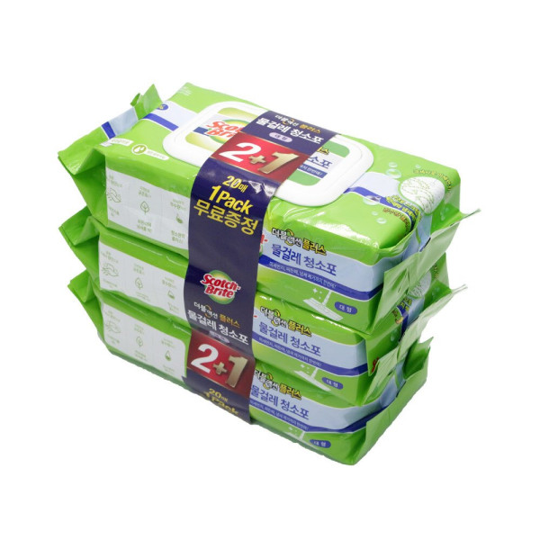 3M 더블액션 물걸레 청소포 대형 2+1 60매 밀대 패드