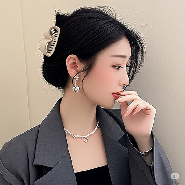 헤어삔 하트모양 올림머리 반머리 헤어핀 집게핀