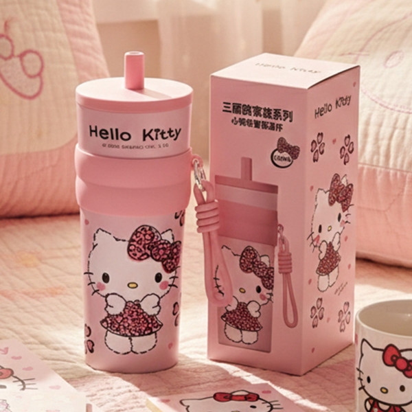 헬로키티 호피 프리미엄 스텐 텀블러 660ml -핑크