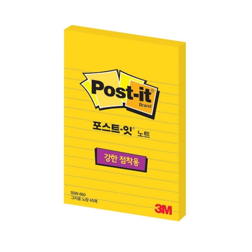 3M 포스트 잇 SSN 660L 라인노트 그리움노랑 102 152mm