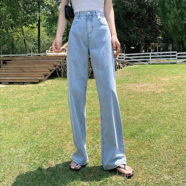 디오안 여자 봄 여름 청바지 와이드 면 팬츠 바지 데님 여성 세미와이드 하이웨스트