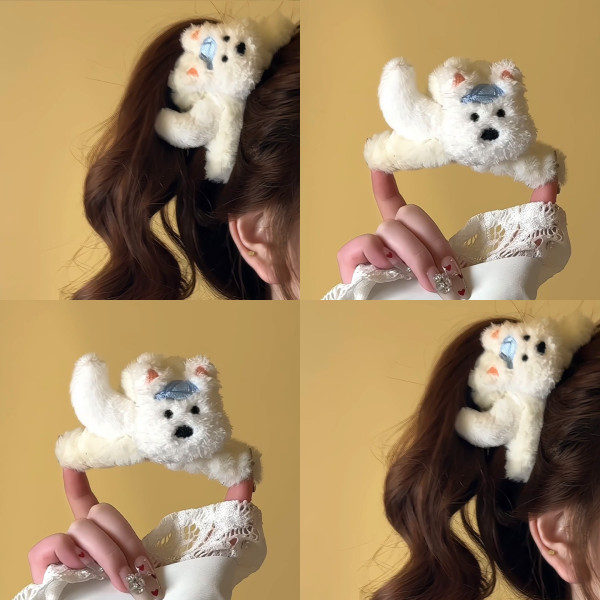 복슬복슬 강아지 인형 머리집게 집게핀 머리핀 헤어클립 헤어집게핀 머리집게핀 반묶음