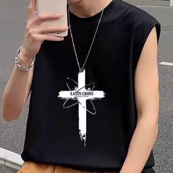 스트릿 나시 민소매 힙합 레이어드 코튼 프린팅 여름 데일리 바캉스 피트니스 운동 남친룩