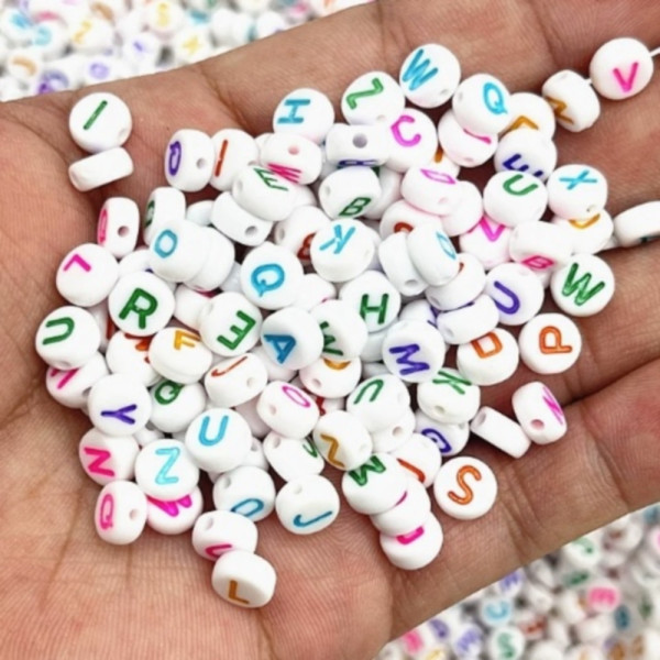 알파벳 원형 컬러 비즈 4x7mm 낱개 선택가능 이니셜 키링 M50651