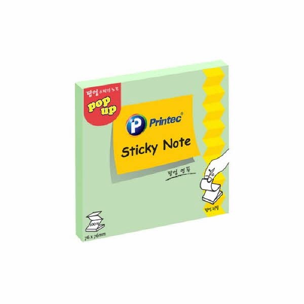 프린텍 P7676G 스티키노트 팝업리필 그린 76X76 100매