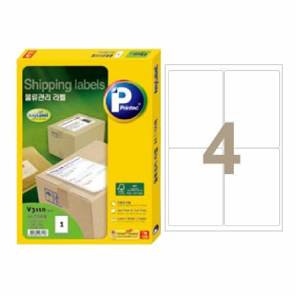 라벨지 물류관리용 V3140 4칸 20매 프린텍