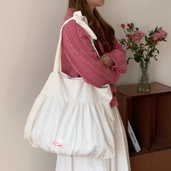 대학생 직장인 보부상 가방 캔버스 숄더 백 아이보리