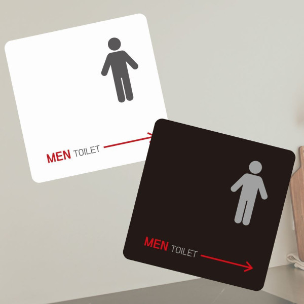 MEN TOILET 우측1 부착형 사각 소형안내판 13x13cm 디자인문패