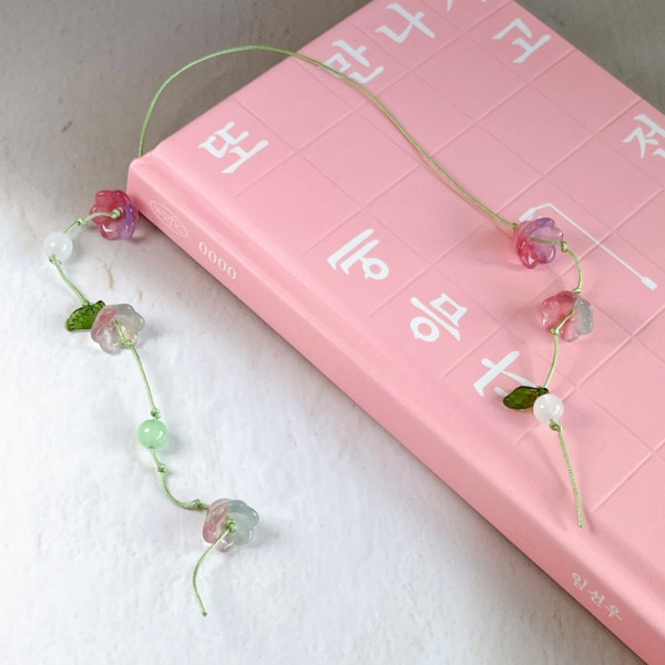 30컬러 랜덤 은방울꽃 끈갈피 끈 꽃 비즈 책갈피 만들기 DIY 키트 감성 선물 책 갈피