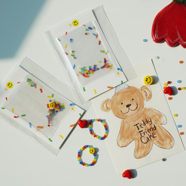 스마일 비즈 반지 만들기 DIY 키트 무지개 레인보우 컬러 고무줄 우정 반지 세트