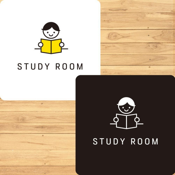 STUDY ROOM1 부착형 정사각안내판 알림판 22x22cm 디자인문패