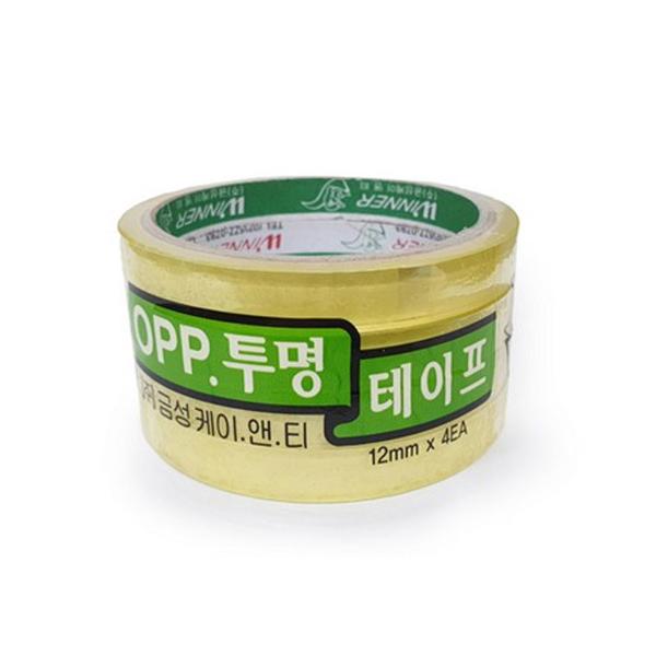 금성 투명 OPP 테이프 12mm x 25M 4개입