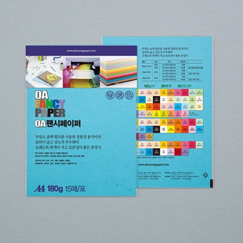 두성 OA팬시페이퍼 A4 180g R19 하늘색 컬러용지 15매