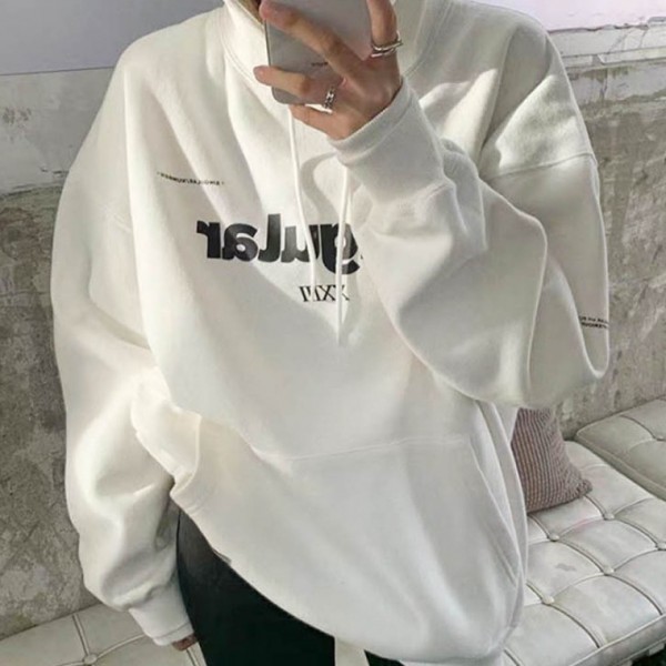 여성 가을 겨울 기모 후드티셔츠 간절기 레터링 편안한 스티치 융털 레깅스 청바지 코디
