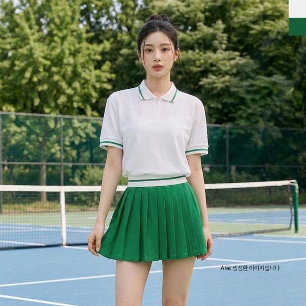 KAA 9007W 반팔 카라 티셔츠 테니스 스커트 세트