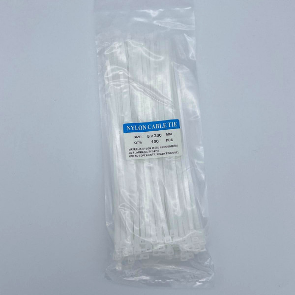화이트 케이블타이 5x200mm 100pcs