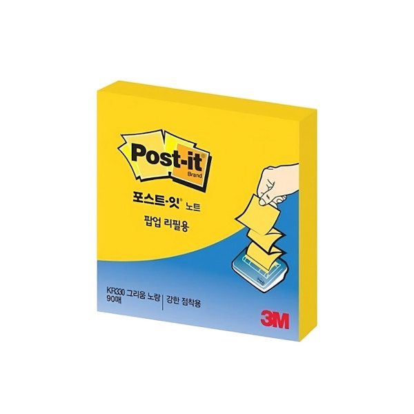 3M 포스트잇 강한점착용 팝업노트 리필 그리움노랑