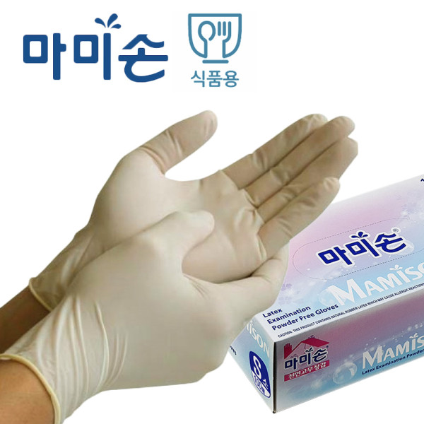 마미손 천연 1회용 식품용 라텍스장갑 100매