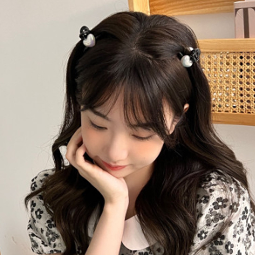하트 왕 진주 미니 집게핀 2개세트