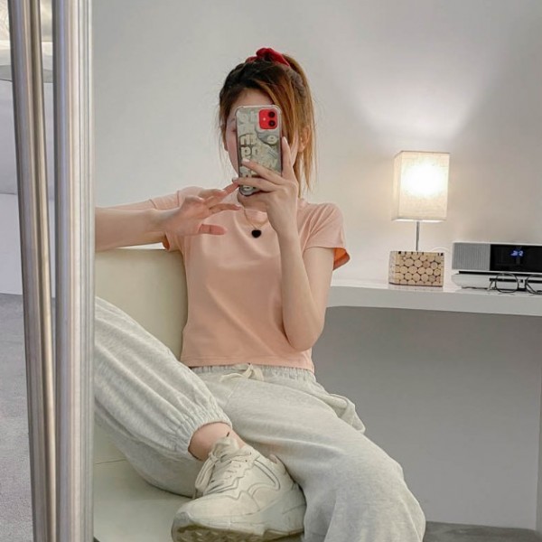 크롭티 여성티셔츠 배꼽티 라운드넥티셔츠 여름크롭티 프리스타일
