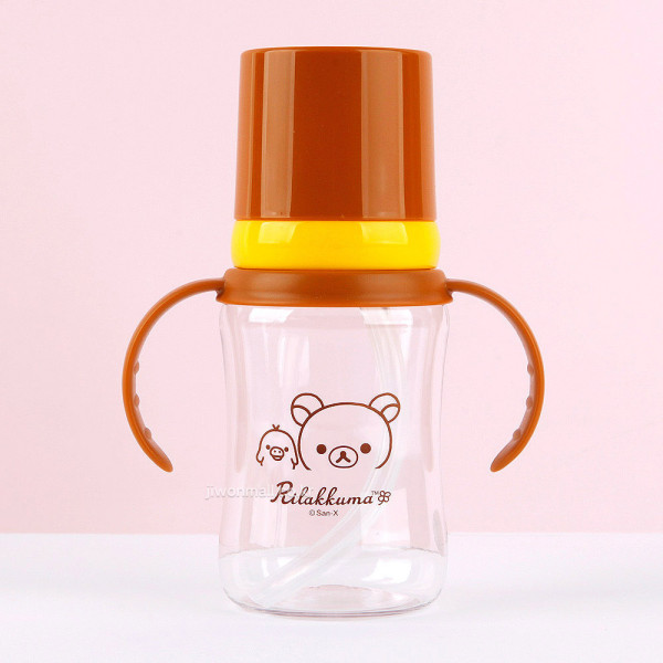 리락쿠마 양손 빨대컵 260ml(해피)-브라운