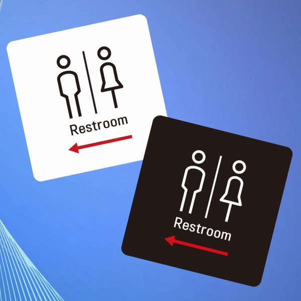 Restroom 좌측1 부착형 정사각 소형안내판 13x13cm 디자인문패