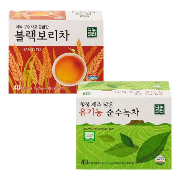 (무배) [1+1묶음] 다농원 블랙보리차 & 순수녹차 40티백