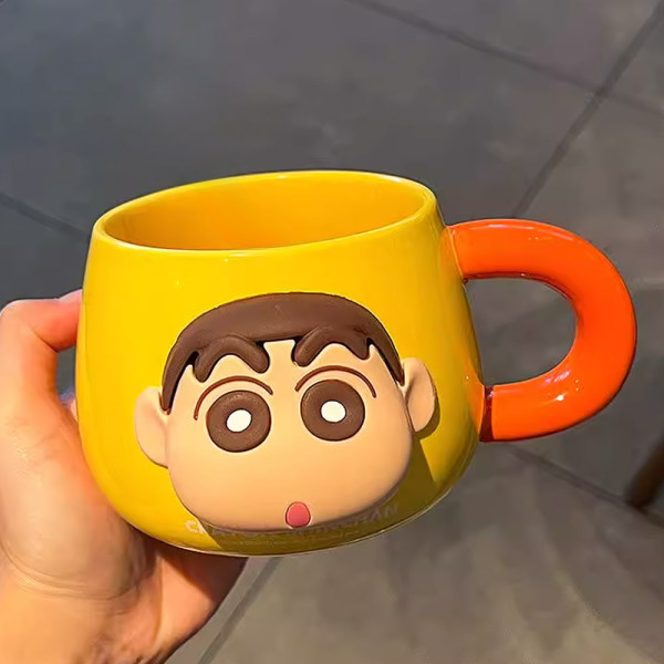 짱구 3D 페이스 자석 머그컵 500ml-옐로우