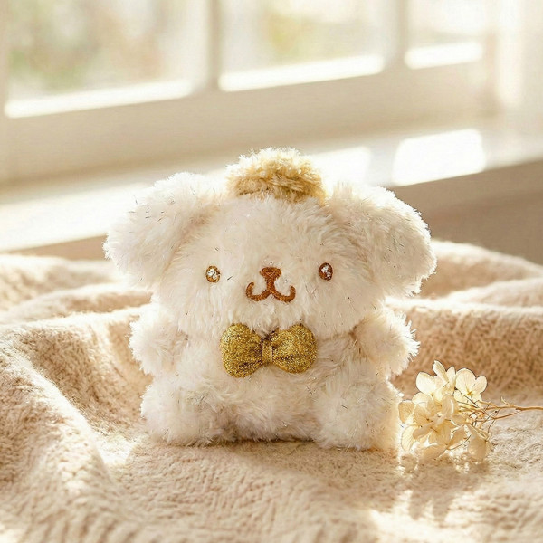 산리오 폼폼푸린 반짝 골드 가방고리 10cm